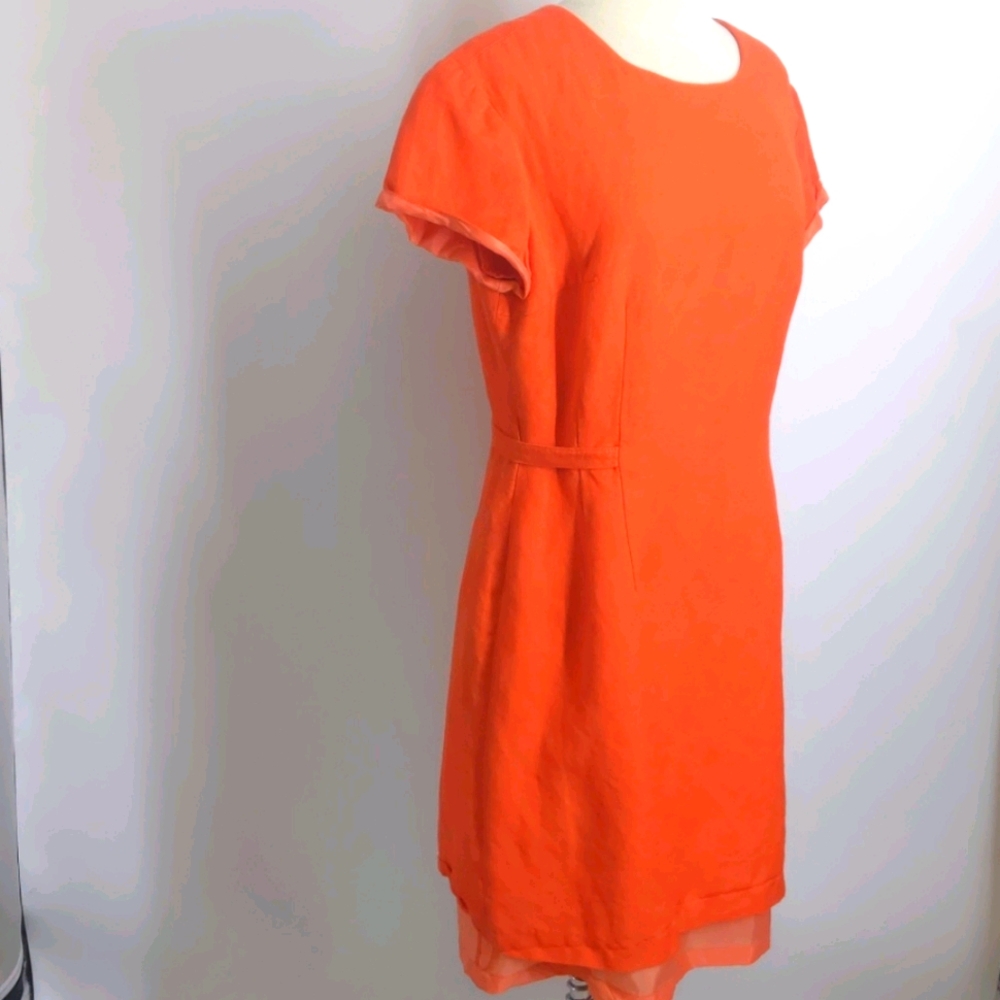 Geary Roark orange linen short-sleeve dress-sz M